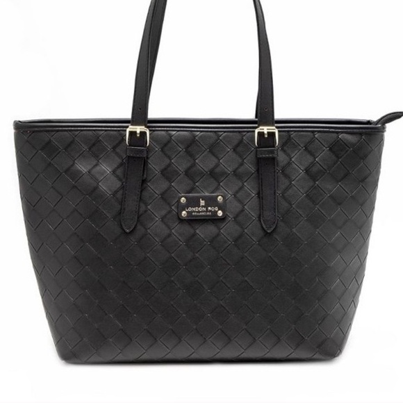 Host Pick! NWT London Fog Kylar Woven Tote Black - Picture 3 of 3
